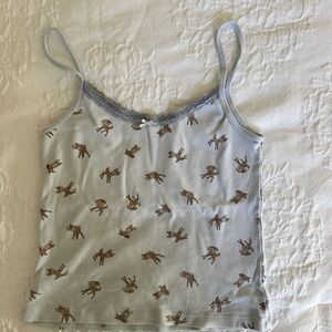 Brandy Melville Light Blue tank with deer Print